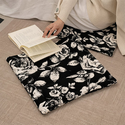 Black & White Vintage Floral Chenille Chair Cushion - image 3