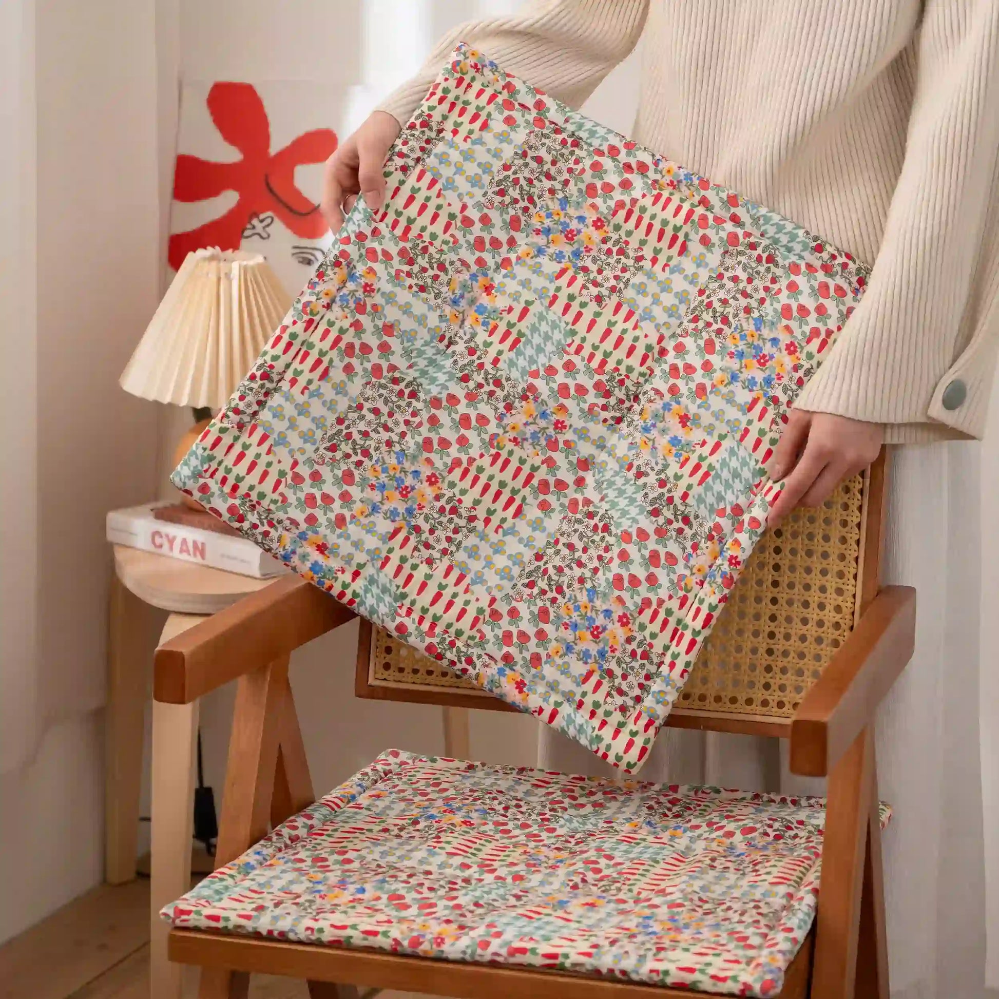 Cottage Floral Patchwork Chair Cushion - image 1