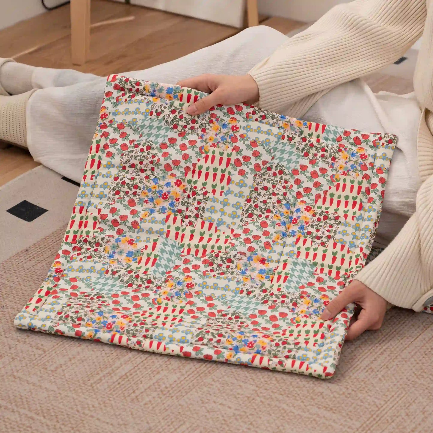 Cottage Floral Patchwork Chair Cushion - image 3