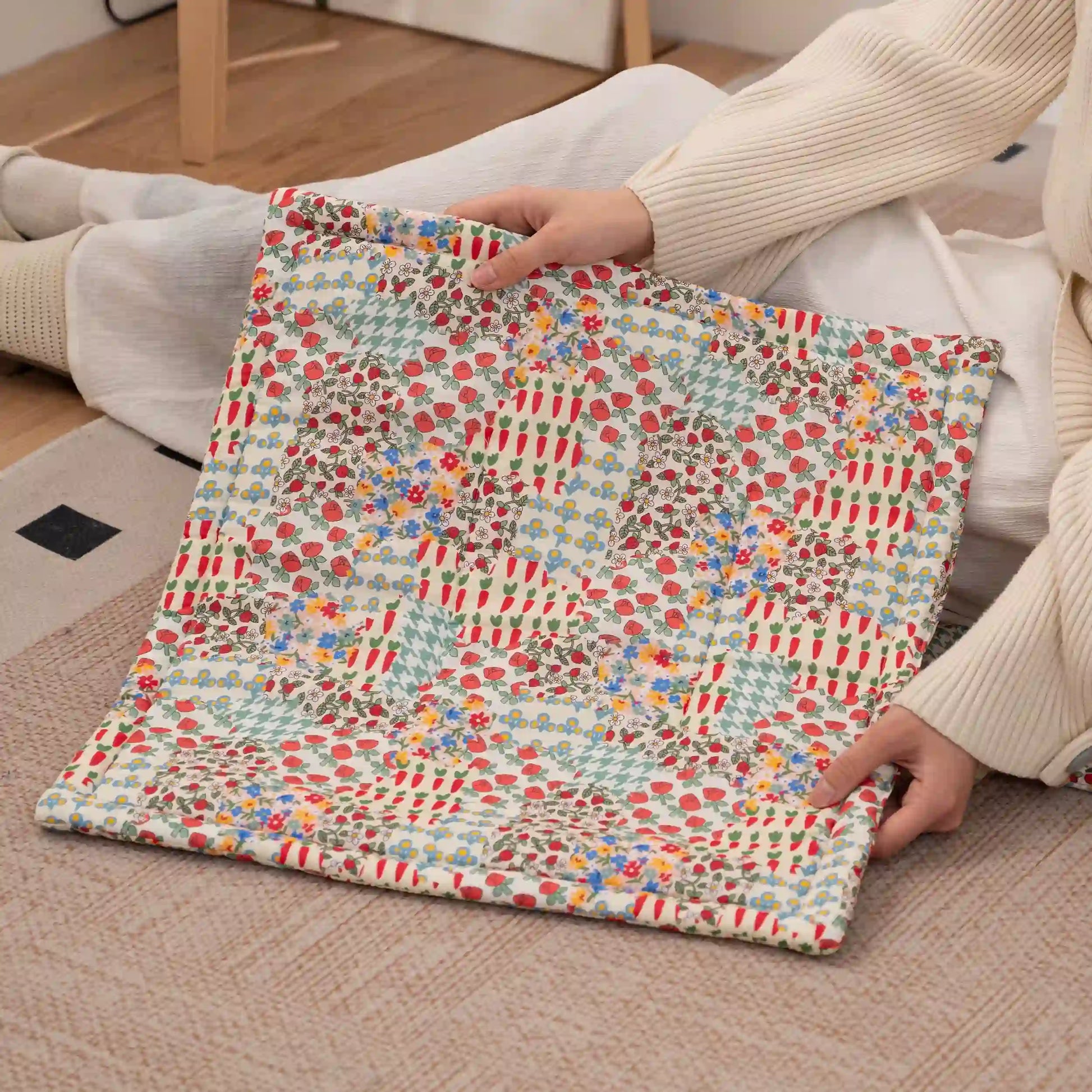 Cottage Floral Patchwork Chair Cushion - image 3