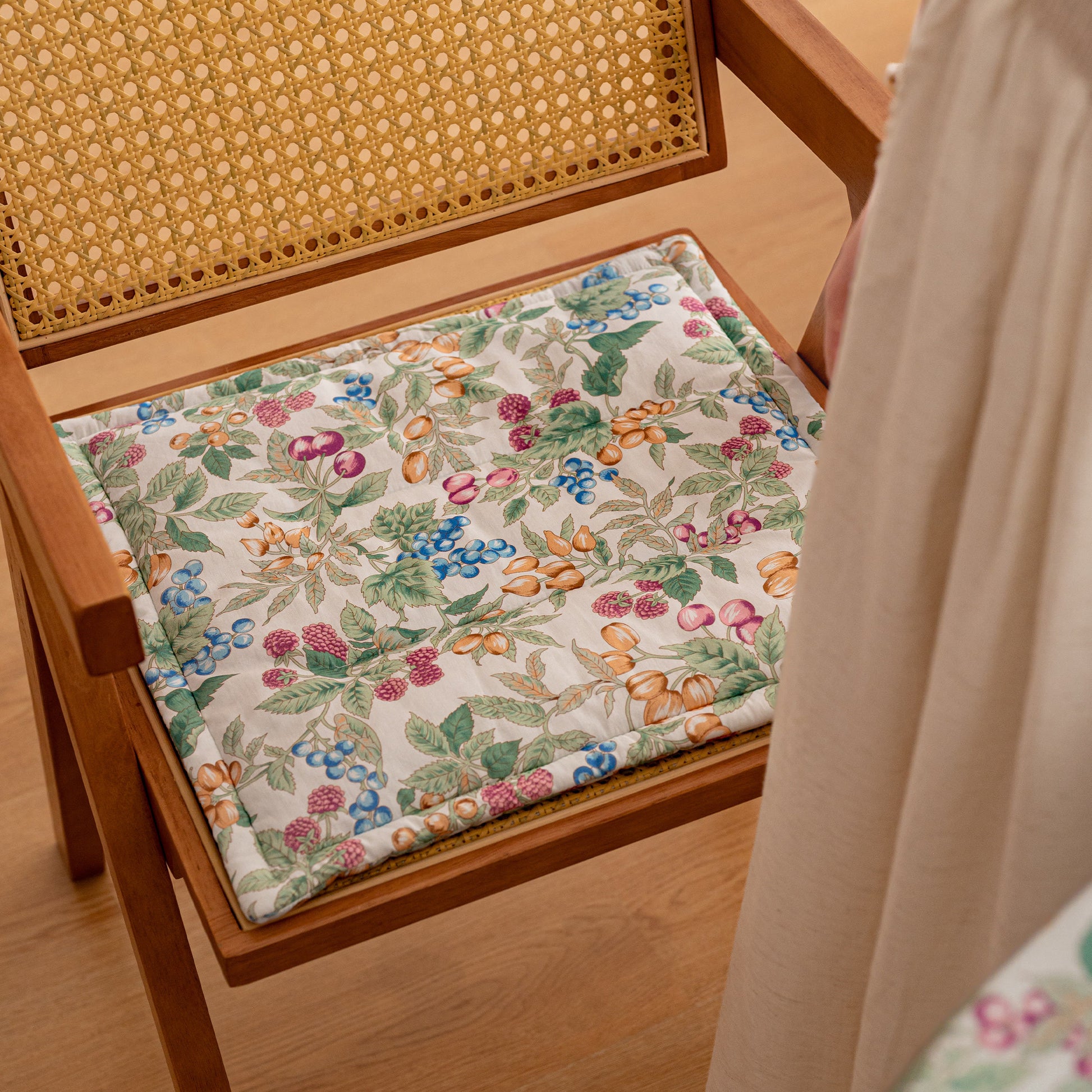 Vintage Fruit & Floral Chair Cushion - image 1