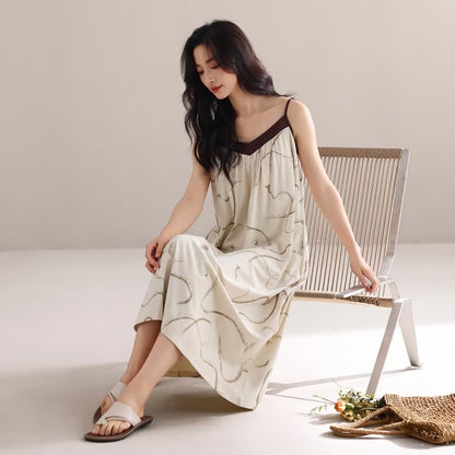 Contrast Trim Modal Cotton Slip Lounge Dress - image 4