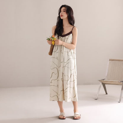 Contrast Trim Modal Cotton Slip Lounge Dress - image 2