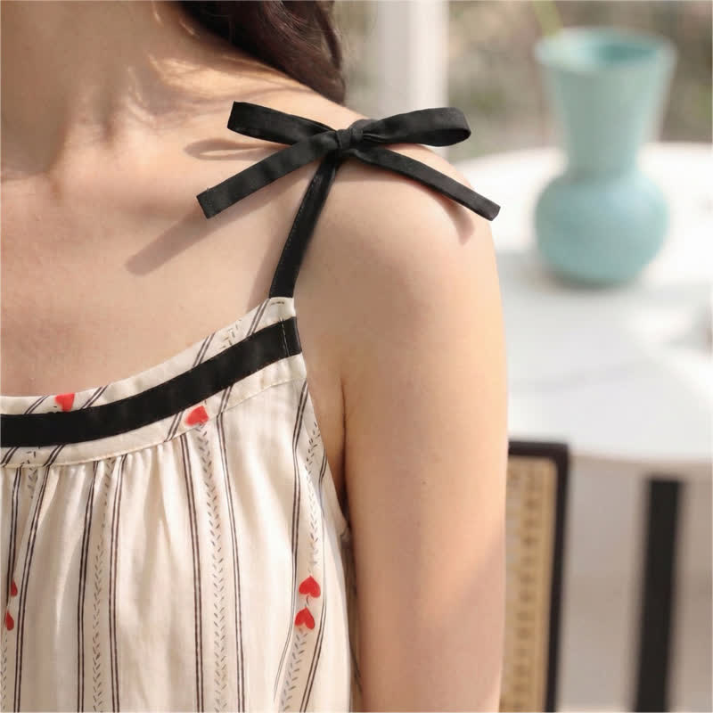 Striped Cotton Tie Strap Midi Lounge Dress - image 3