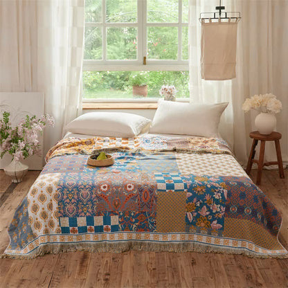Reversible Boho Patchwork Muslin Blanket Quilt - image 1