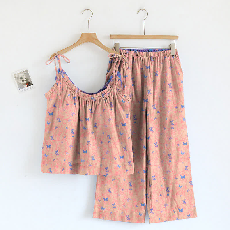 Butterfly Print Cami & Lounge Pants Set - Pink & Purple - XL - image 4