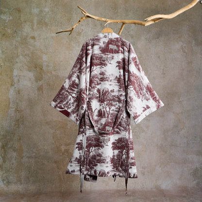 Toile Print Cotton Kimono Robe - image 11