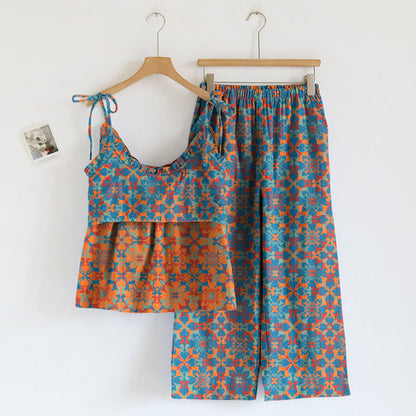 Boho Floral Tie Strap Pajama Set - image 1