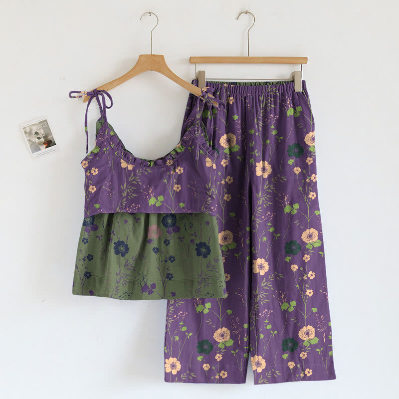 Vintage Floral Cami & Pants Pajama Set - image 1