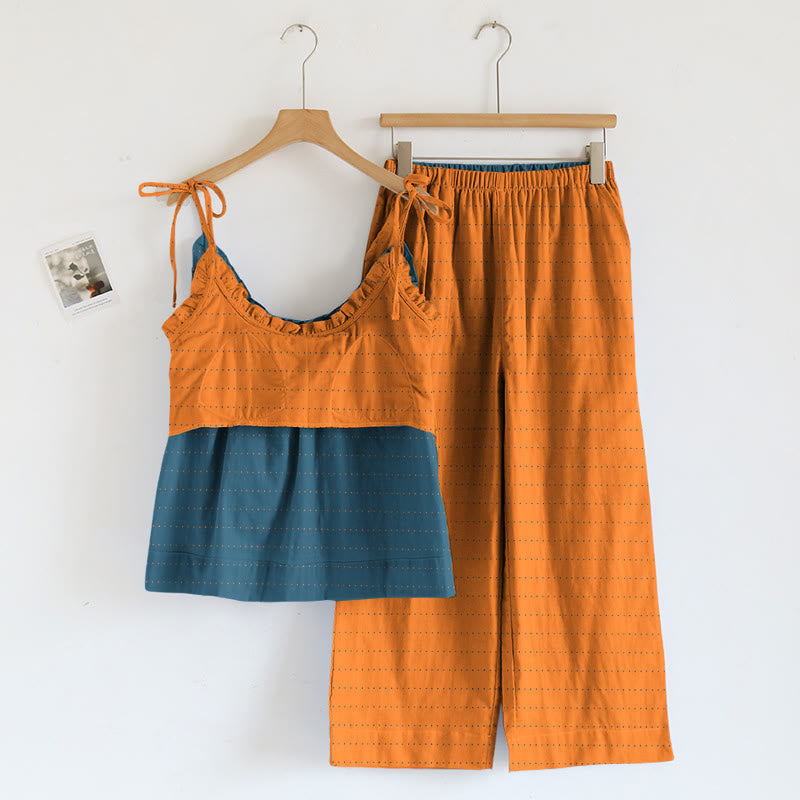 Textured Solid Color Cami & Pants Lounge Set - image 13