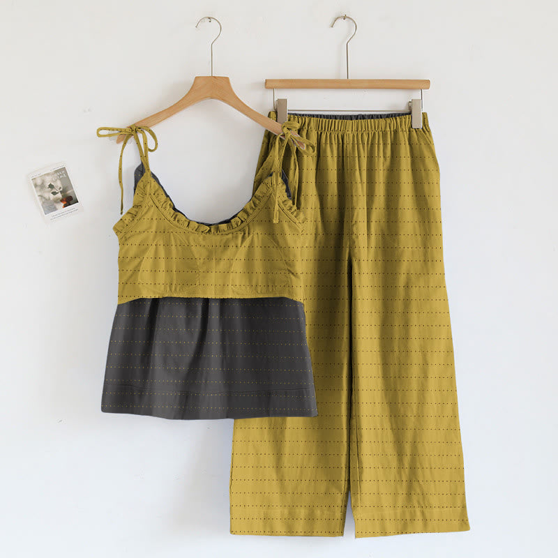 Textured Solid Color Cami & Pants Lounge Set - image 1