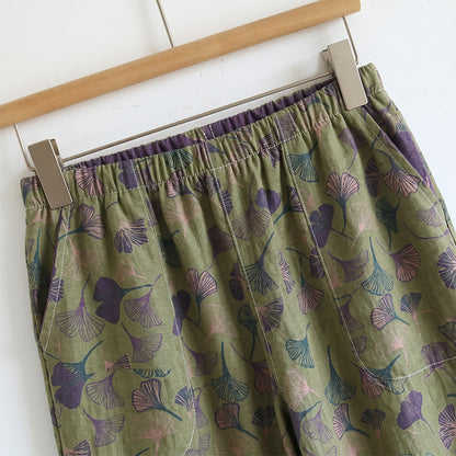 Ginkgo Leaf Print Tie-Shoulder Loungewear Set - image 14