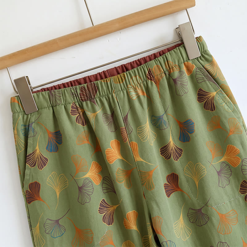 Ginkgo Leaf Print Tie-Shoulder Loungewear Set - image 20