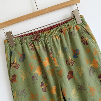 Ginkgo Leaf Print Tie-Shoulder Loungewear Set - image 20