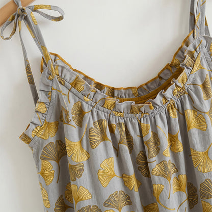 Ginkgo Leaf Print Tie-Shoulder Loungewear Set - image 4