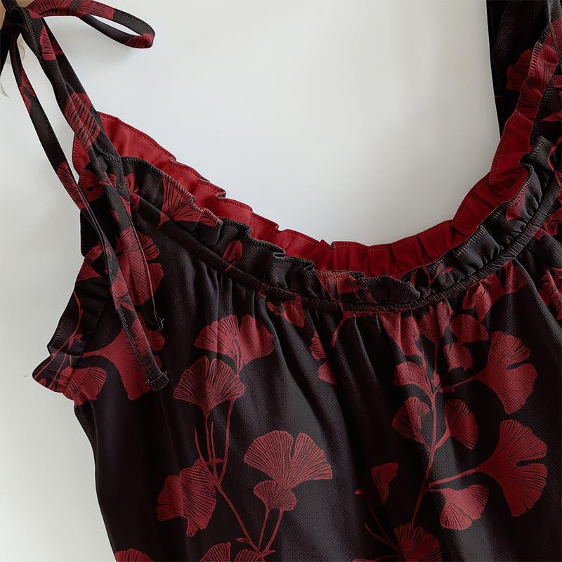 Botanical Leaf Cami & Pants Loungewear Set Midnight Ginkgo - image 1