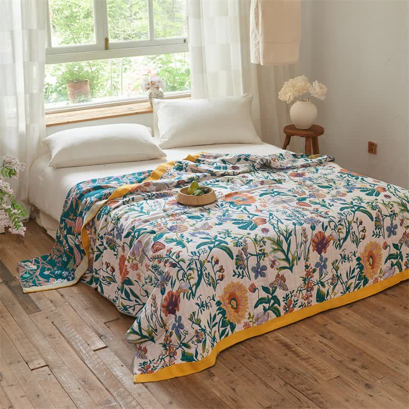 Meadow Bloom Cotton Muslin Reversible Quilt - image 2