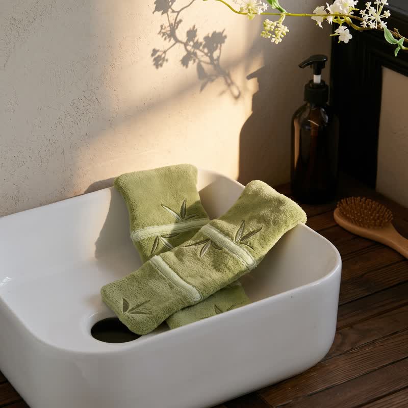 Bamboo Leaf Coral Fleece Hand Towel - image 2