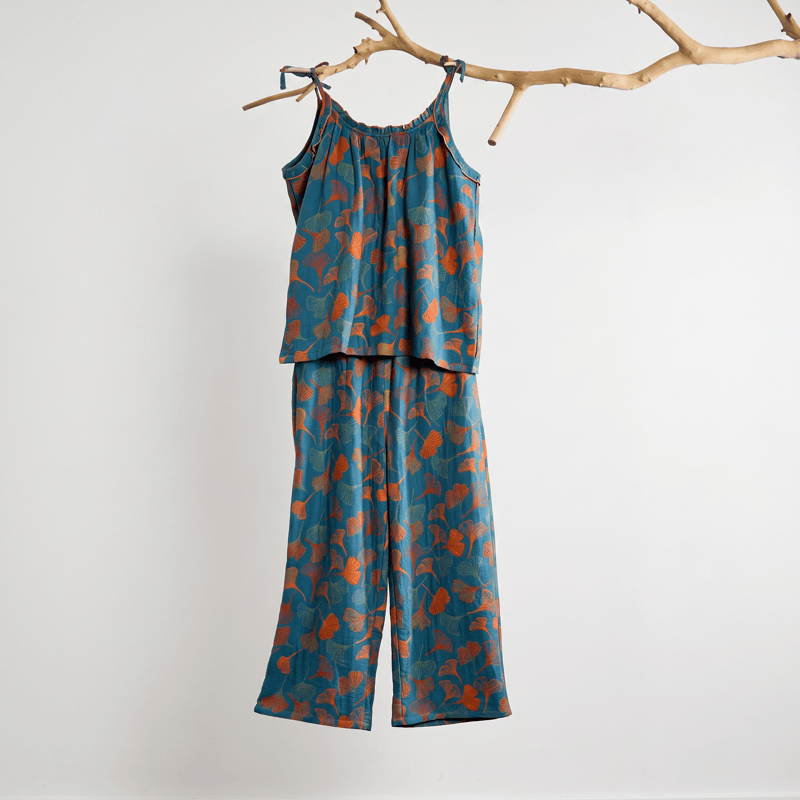 Ginkgo Cami Top & Pants Pajama Set Blue Ginkgo Garden - image 1