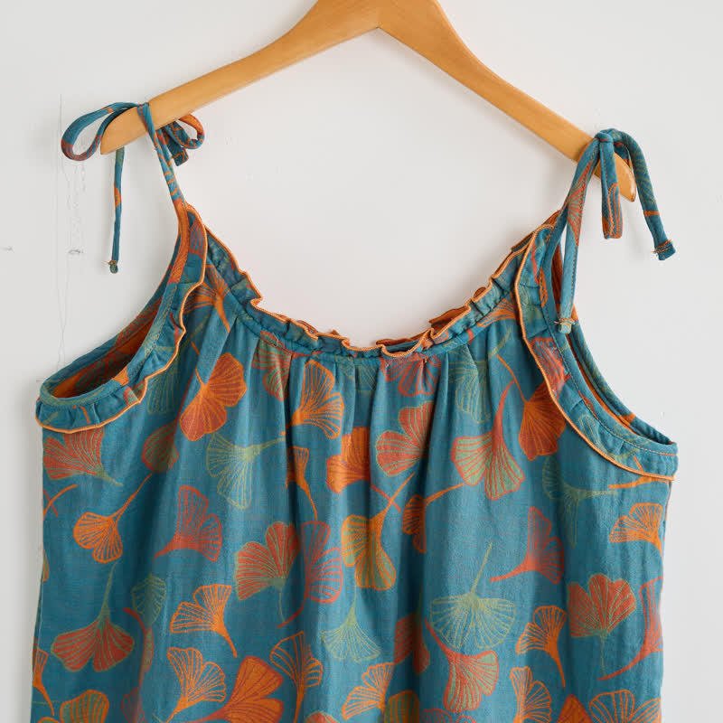 Ginkgo Cami Top & Pants Pajama Set Blue Ginkgo Garden - image 4