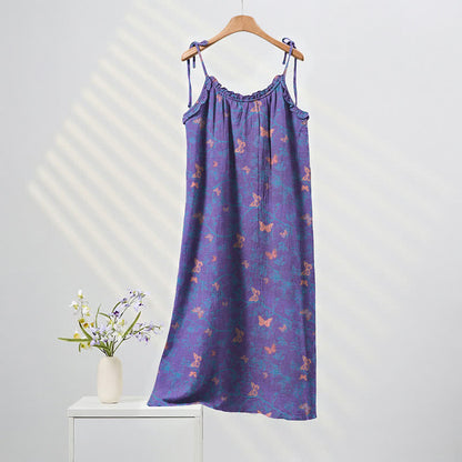 Butterfly Print Tie Strap Lounge Maxi Dress - Purple & Pink - XL - image 0