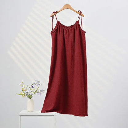 Sunwashed Solid Color Tie Strap Lounge Dress - Red - XL - image 12