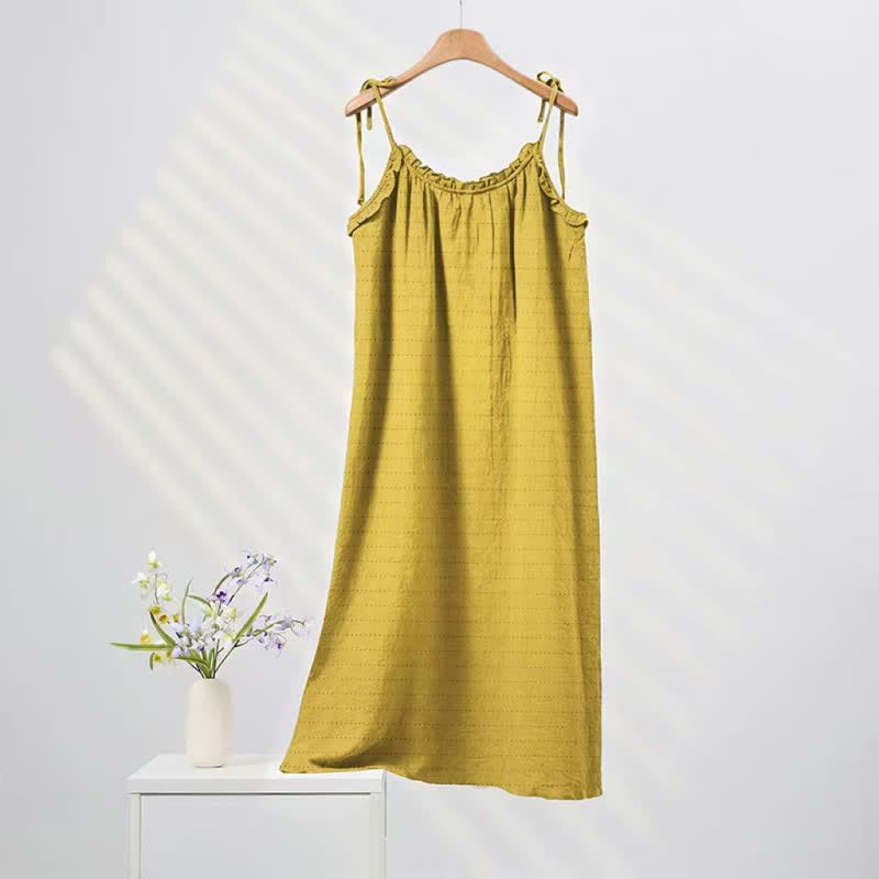 Sunwashed Solid Color Tie Strap Lounge Dress - Yellow - XL - image 4