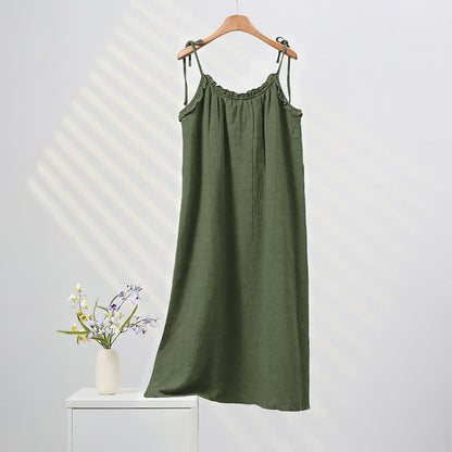 Sunwashed Solid Color Tie Strap Lounge Dress - Dark Green - XL - image 16