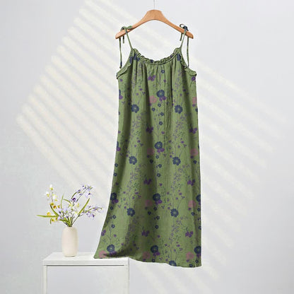 Wildflower Tie Strap Boho Lounge Maxi Dress - Green & Purple - XL - image 4