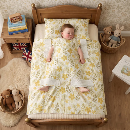 Yellow Floral Cotton Quilted Baby Blanket - Yellow - Twin(59" × 79") - image 0