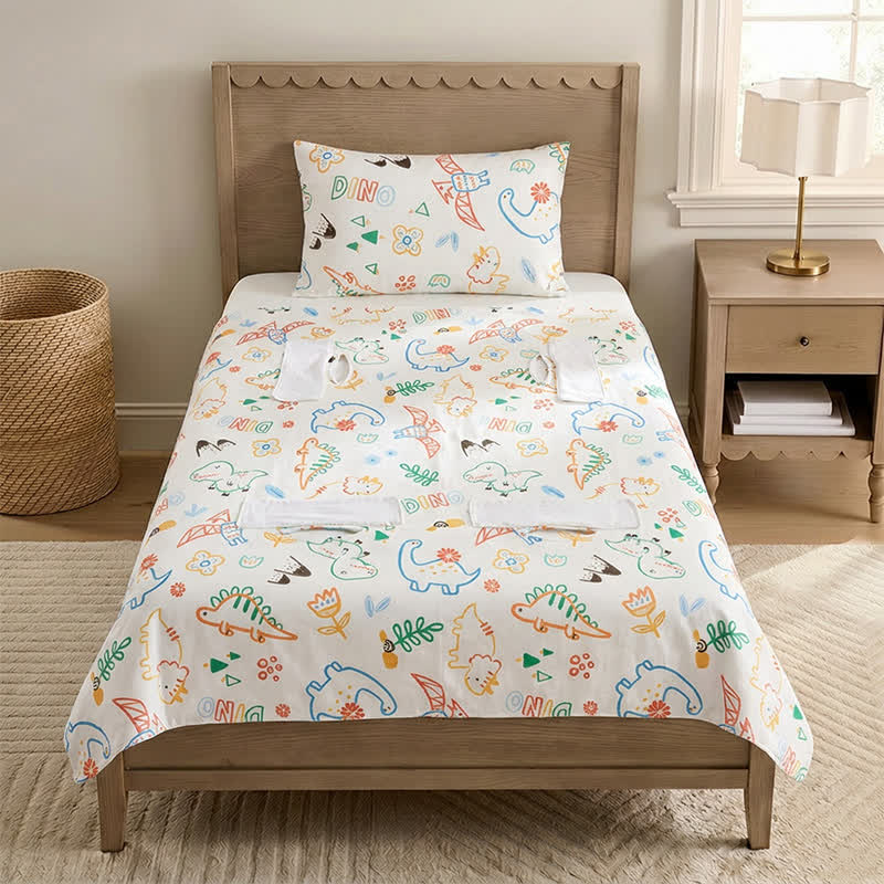 Dino Dreams Cotton Gauze Baby Quilt - White - Padded - Twin - image 0