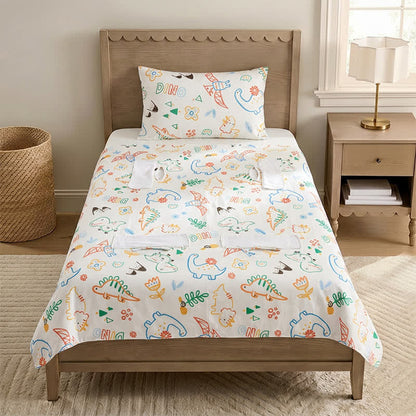 Dino Dreams Cotton Gauze Baby Quilt - White - Padded - Twin - image 0
