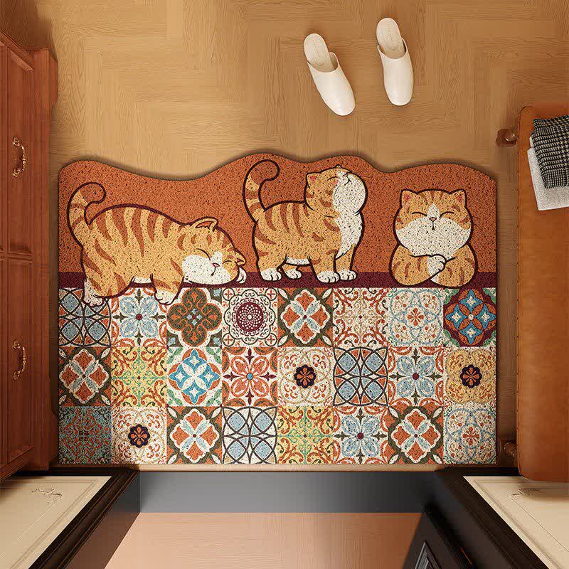 Whimsical Cat Patchwork Entryway Rug - As Picture - 32" × 47" - image 0