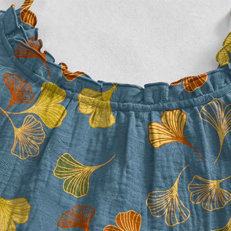 Ginkgo Leaf Tie Strap Lounge Midi Dress - image 3