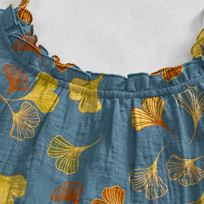 Ginkgo Leaf Tie Strap Lounge Midi Dress - image 3