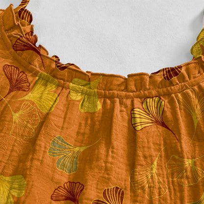 Ginkgo Leaf Tie Strap Lounge Midi Dress - image 8