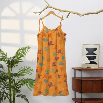 Ginkgo Leaf Tie Strap Lounge Midi Dress - image 6