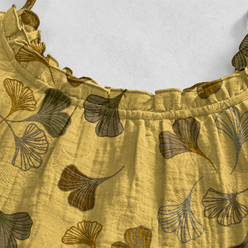 Ginkgo Leaf Tie Strap Lounge Midi Dress - image 13