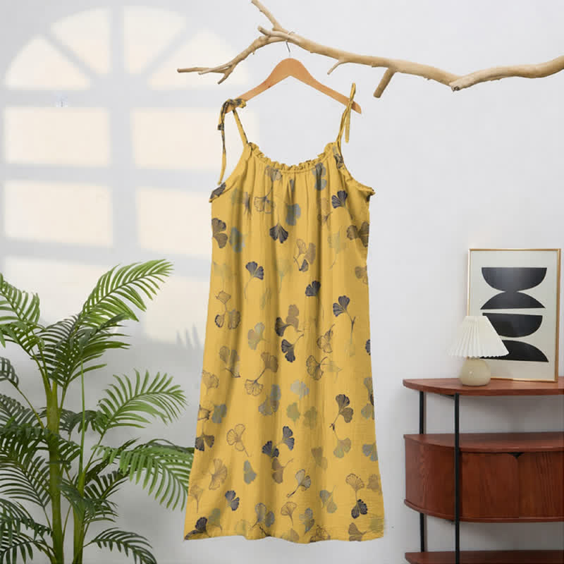 Ginkgo Leaf Tie Strap Lounge Midi Dress - image 11