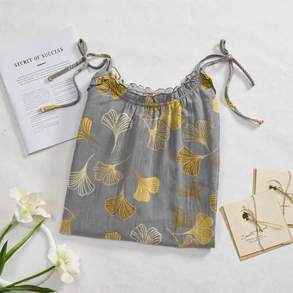Ginkgo Leaf Tie Strap Lounge Midi Dress - image 17