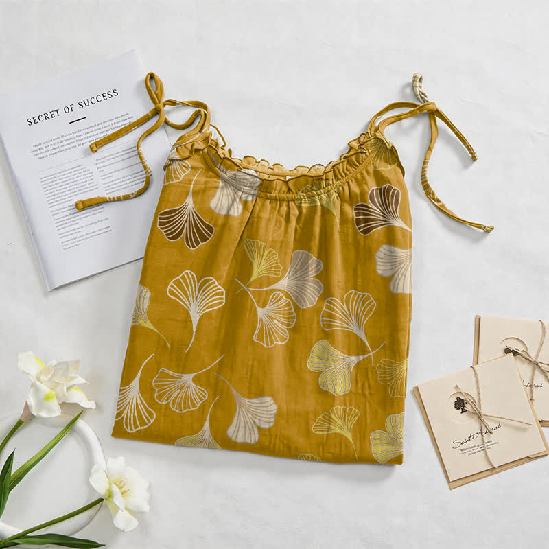 Ginkgo Leaf Tie Strap Lounge Midi Dress - image 22