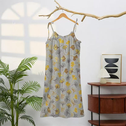Ginkgo Leaf Tie Strap Lounge Midi Dress - image 26