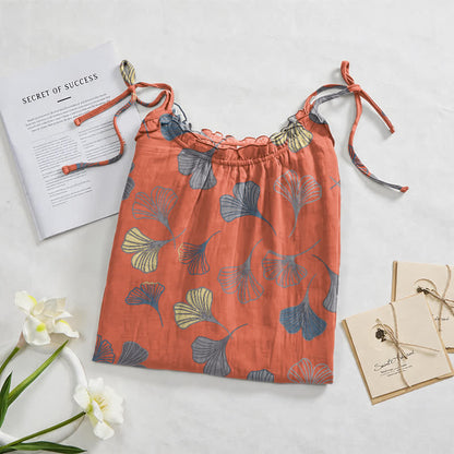 Ginkgo Leaf Tie Strap Lounge Midi Dress - image 32