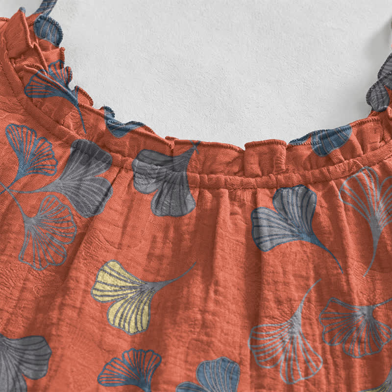 Ginkgo Leaf Tie Strap Lounge Midi Dress - image 33