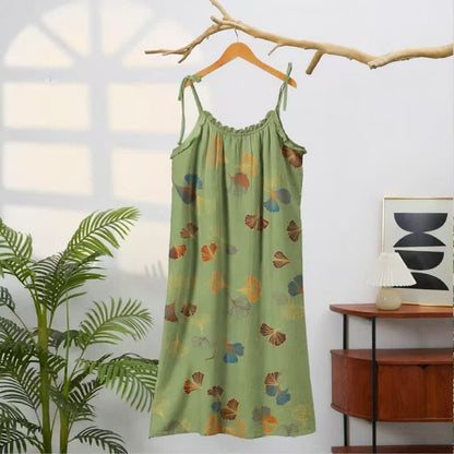 Ginkgo Leaf Tie Strap Lounge Midi Dress - image 36