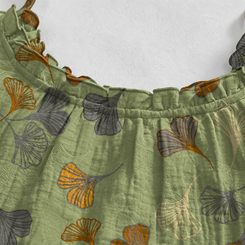 Ginkgo Leaf Tie Strap Lounge Midi Dress - image 38