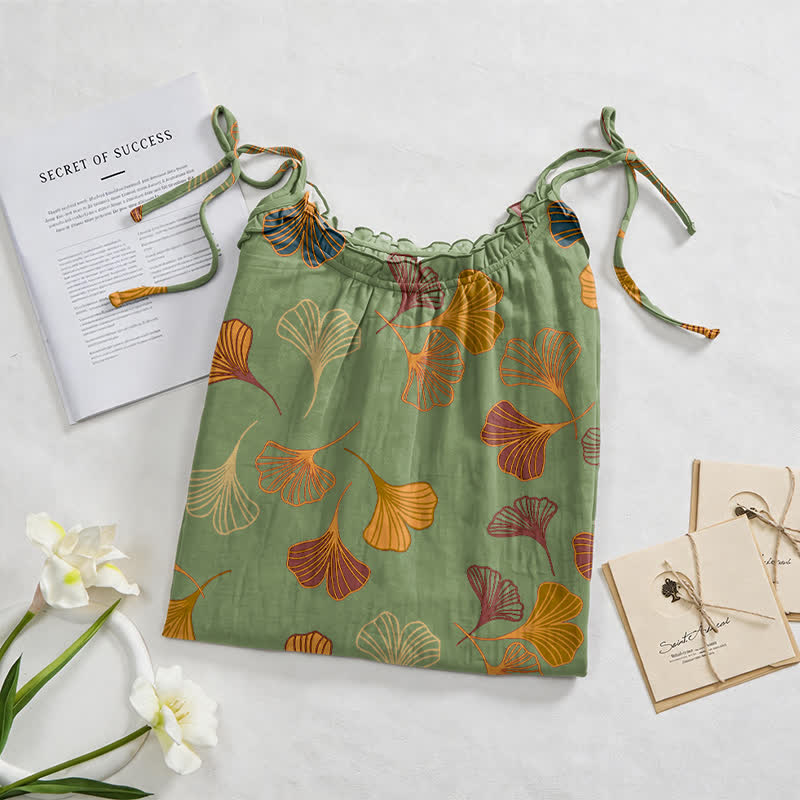 Ginkgo Leaf Tie Strap Lounge Midi Dress - image 42