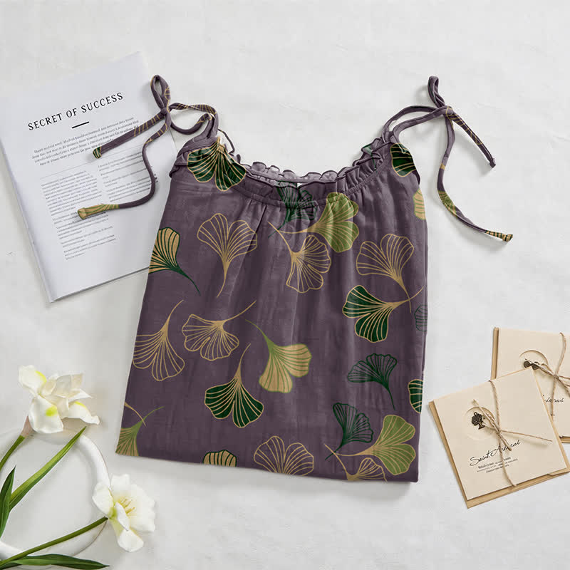 Ginkgo Leaf Tie Strap Lounge Midi Dress - image 57