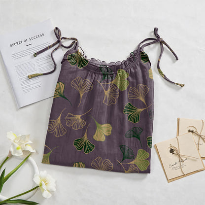 Ginkgo Leaf Tie Strap Lounge Midi Dress - image 57