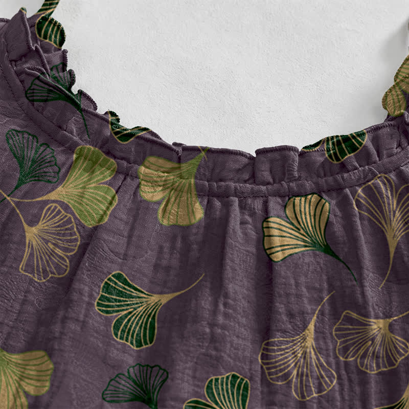 Ginkgo Leaf Tie Strap Lounge Midi Dress - image 58